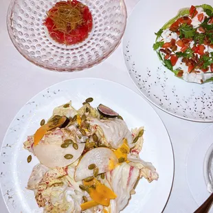 two plates of food on a table