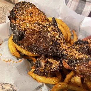 Drumsticks &amp; curly fries