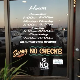 a sign in the window