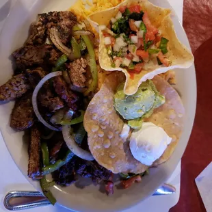Tender and tasty beef faijtas slightly small portion for $15