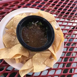 Homemade salsa and chips