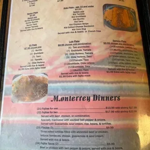 the menu