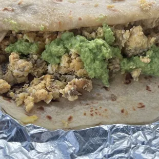 Chorizo and egg with green salsa