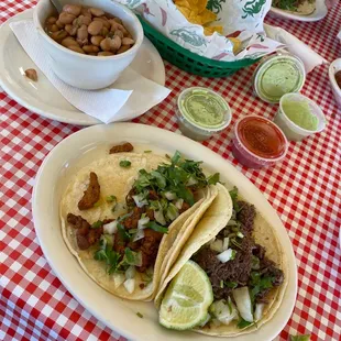 Mexican tacos Barbacoa and Pastor
