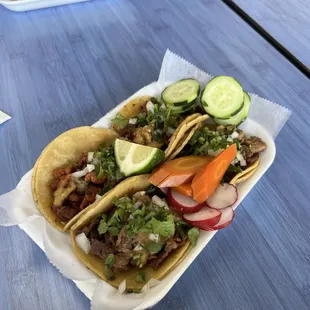 Carne asada and Al pastor tacos!