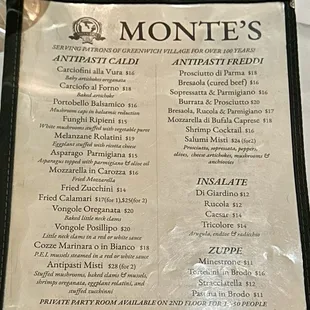 menu