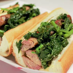 Sweet Sausage &amp; Broccoli Rabe hot sandwich