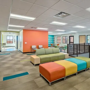 Elementary open space where students can work and read.