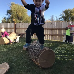 Natural materials are used whenever possible - especially in the toddler play area