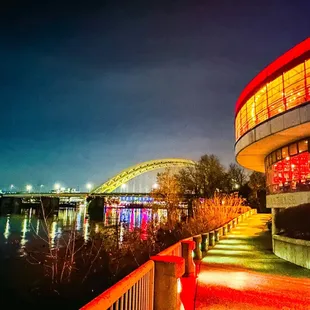 a view of the river at night