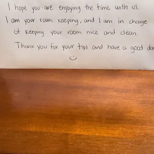 Note asking for tips