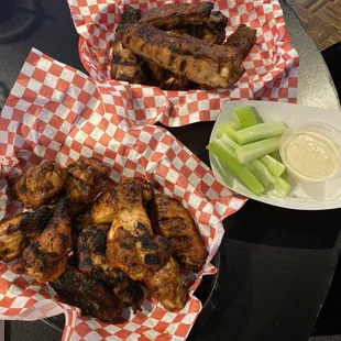 Smoked wings and smoked ribs