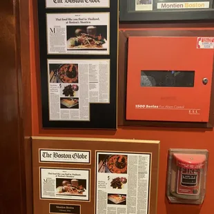 a wall of information about the restaurant