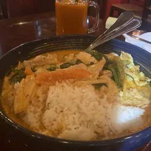 Red Curry with Chicken and a Thai Iced Tea!