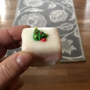 Christmas cake bites. SO delicious!! These pix are from dev 2019. Hope they still have them!