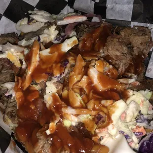 The biggie fries with pulled pork