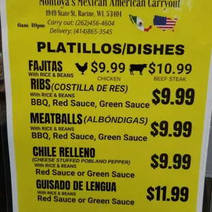 a menu