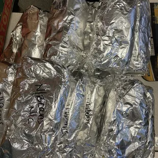 a pile of aluminum foil wrapped in aluminum foil