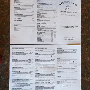 The most current menu 7/12/2016 :)