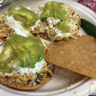 Montses Special- Chicken Tinga Tostadas. Simply delicious