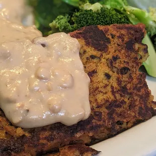 Veggie Loaf of the gods with steamed broccoli