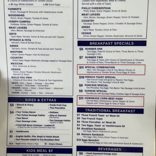 Breakfast menu