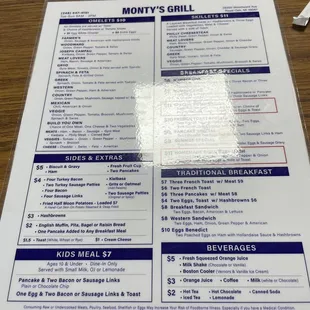 a menu on a table