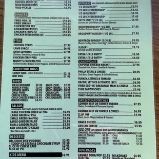 Updated menu prices Nov 2021