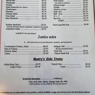 menu