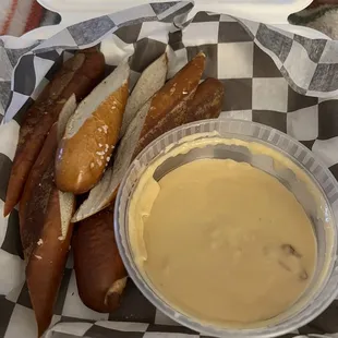 Soft pretzels and beer cheese