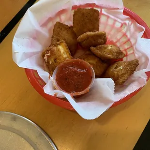 a basket of fried food