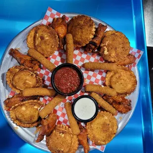 Large Mony&apos;s Pizzeria Appetizer Combo  Wings,  Fried Ravioli, and Mozzarella Sticks