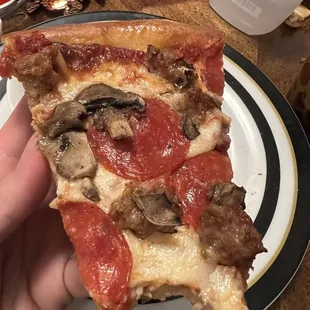 Perfect balance of cheese, sauce and toppings