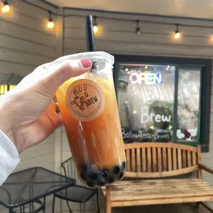 Brown sugar boba milk tea with pudding