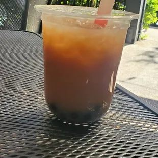 a drink on a table