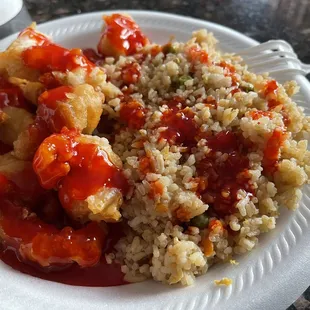 Sweet and Sour Chicken and Fried Rice