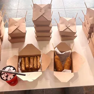 Big order of Korean Corn dogs and homemade egg rolls