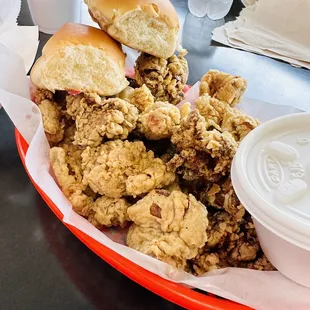 Fried gizzards/liver 1/2 1/2 with gravy (recommend just getting gizzards)