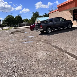 a truck parked in a parking lot