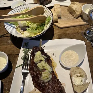 New York Strip, and Ribeye steak.