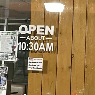 open about 10 30am