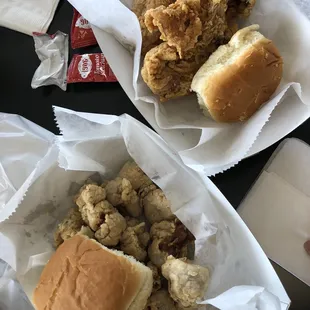 1/2 pint gizzards and 2 pc mixed