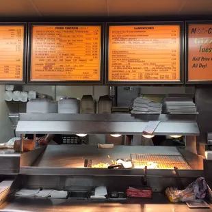 At the front counter.