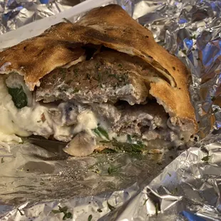 Meatball, mushroom, green pepper