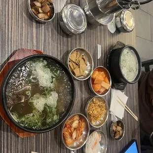 beef rib soup and beef tendon soup.