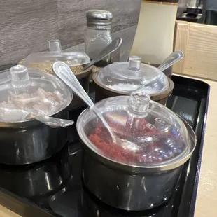 Salt, pepper and chili paste