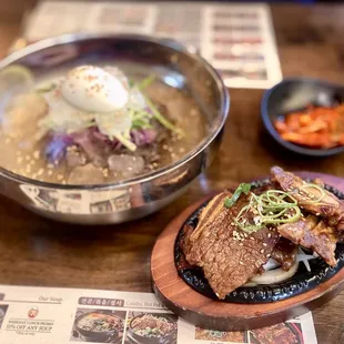 Kalbi and naengmyeon combo