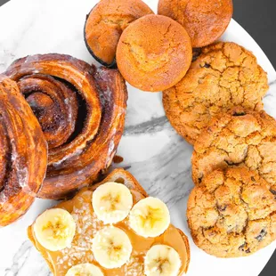 a variety of pastries on a plate