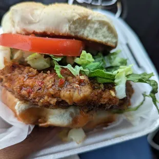 Detroit hot chicken sandwich