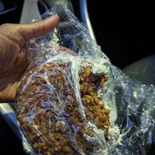 Oatmeal cream pie (minus a bite )